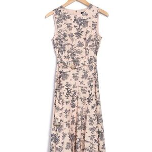 Tommy Hilfiger Toile De Jouy Floral Sleeveless Belted Midi Dress | S: Medium